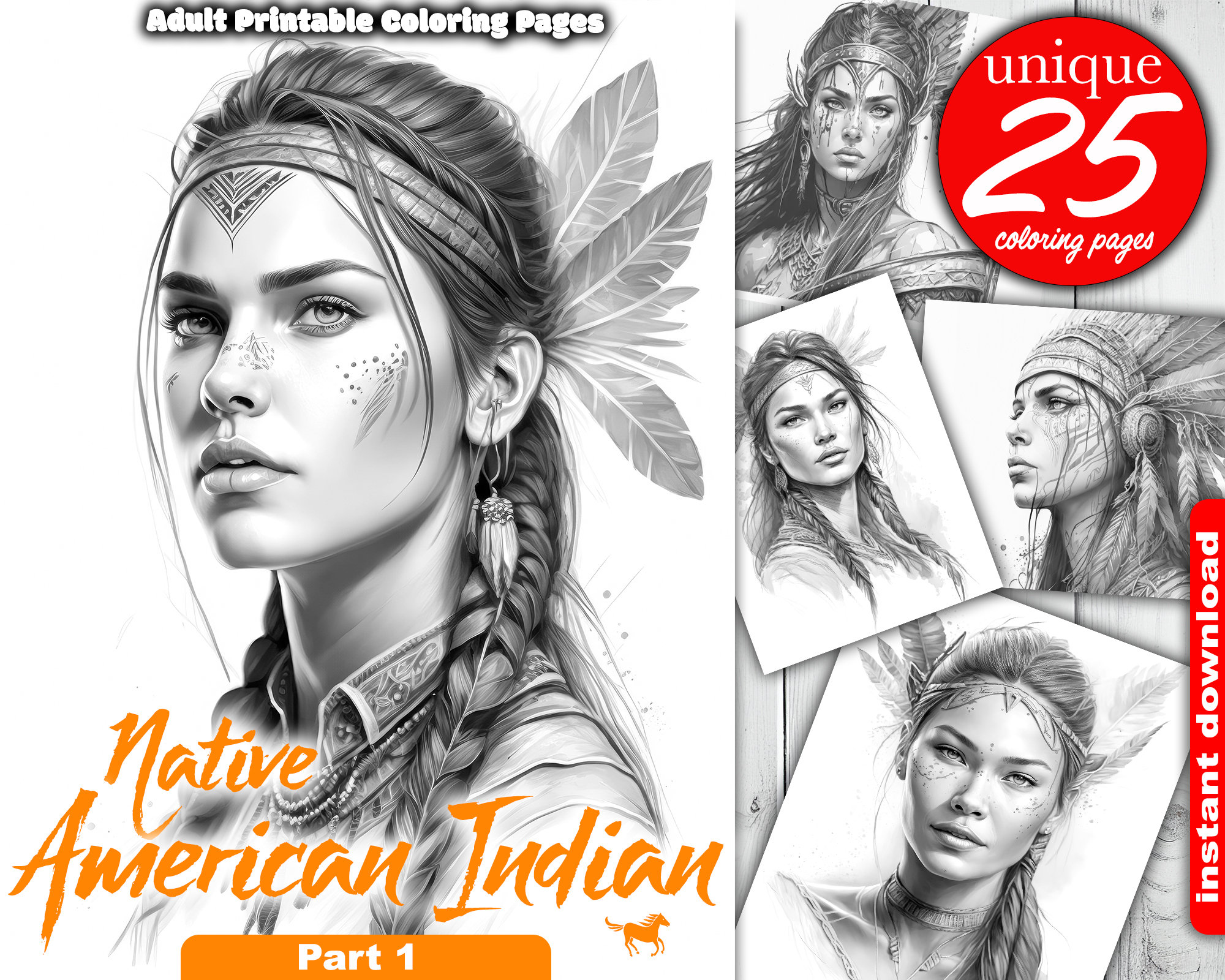 Coloring pages indian girl