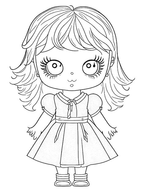 Premium ai image baby doll coloring page for kids