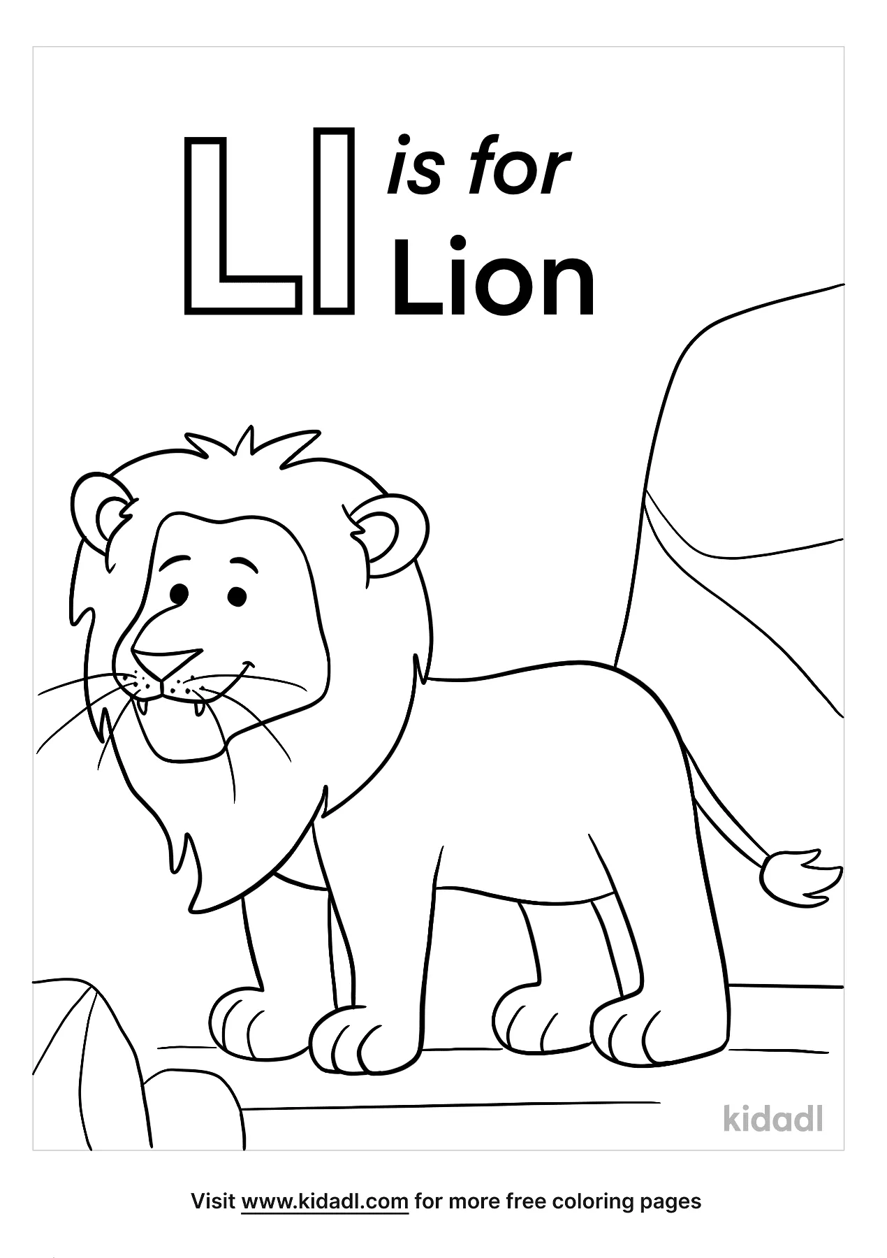 Free l is for lion coloring page coloring page printables