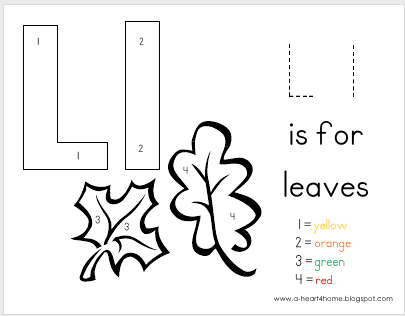 Muck monsters letter l l is for leaf colour by numbers
