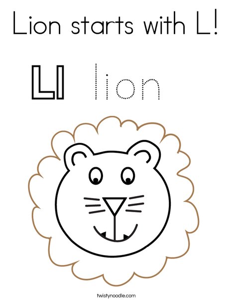 Lion starts with l coloring page