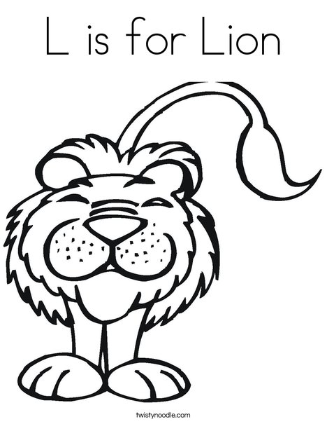 L is for lion coloring page