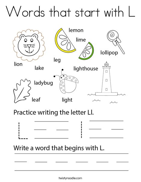 Words that start with l coloring page