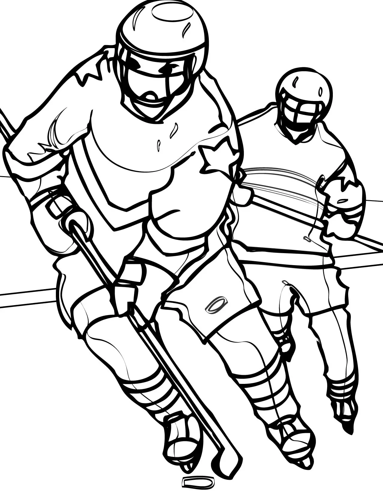 Men playing lacrosse coloring page