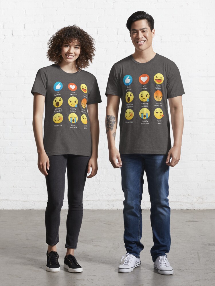 I love lacrosse emoji emoticon funny graphic tee shirt essential t