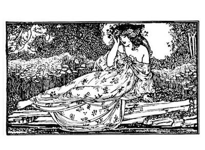 Lady by the lake coloring page