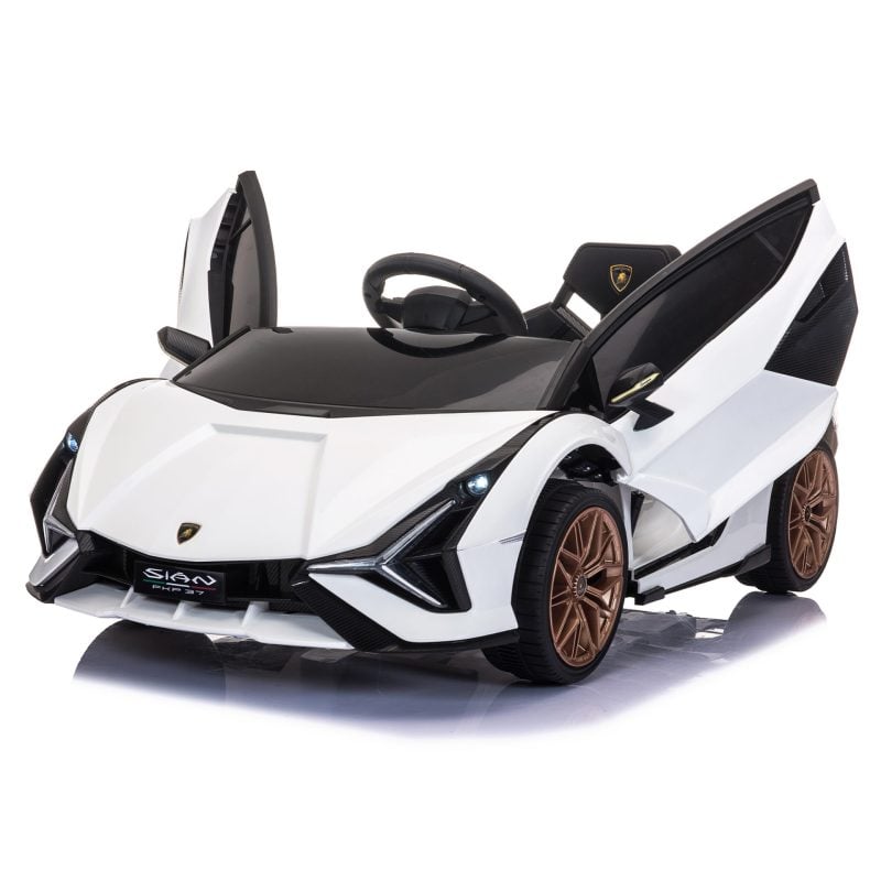 V licensed lamborghini sian toy car electric kids ride on car with parental remote white tawny pipit