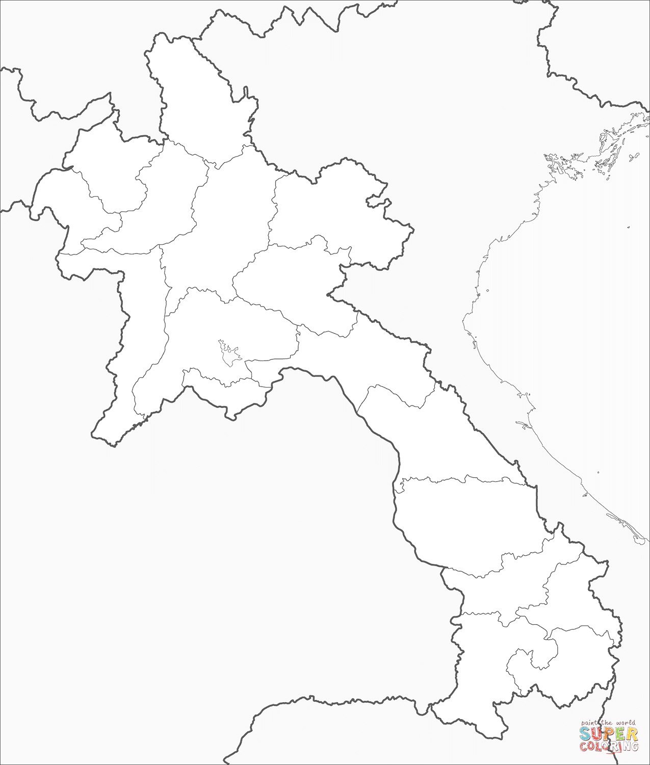 Laos map coloring page free printable coloring pages