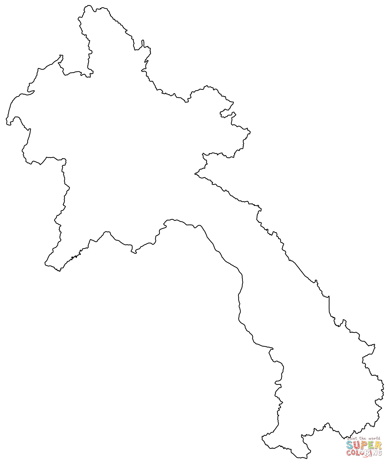 Outline map of laos coloring page free printable coloring pages