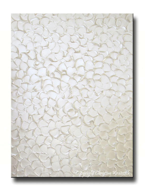 Original painting textured abstract pearl white wall art coastal decor â contemporary art by christine
