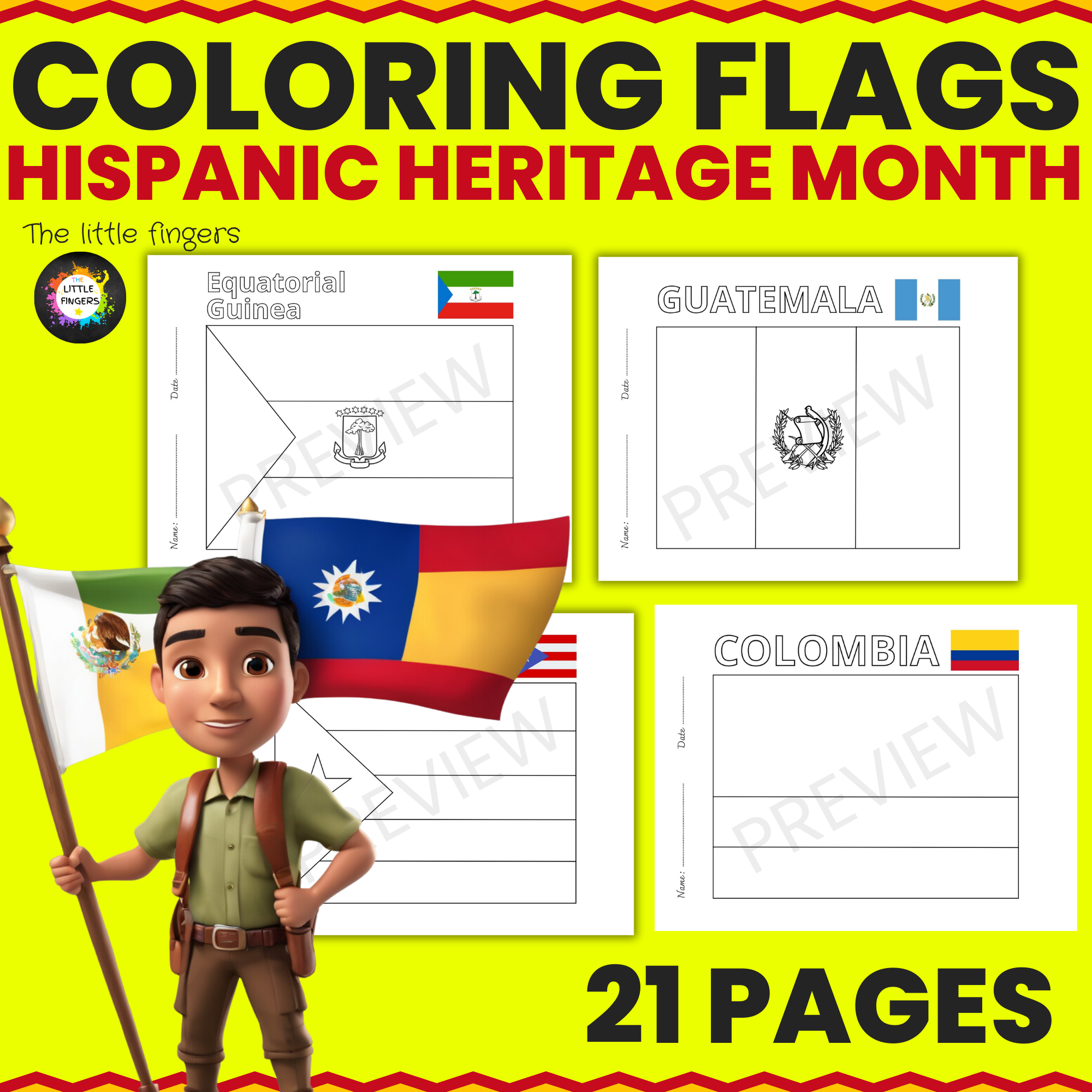 Coloring flags hispanic heritage month coloring pages made by teachers