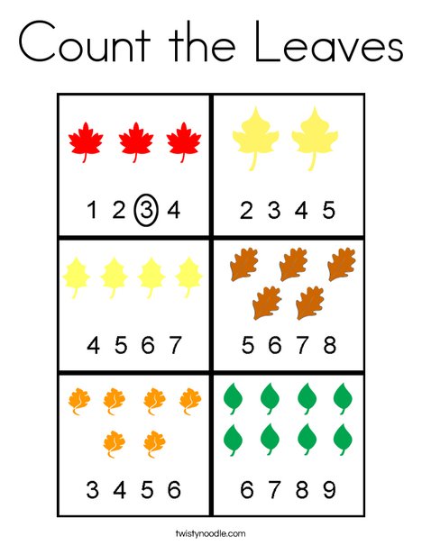 Count the leaves coloring page