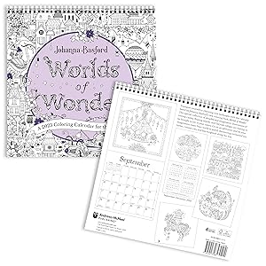 Johanna basford worlds of wonder coloring wall calendar a coloring calendar for the curious basford johanna books