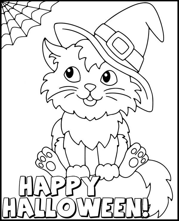 Halloween coloring page for children cat