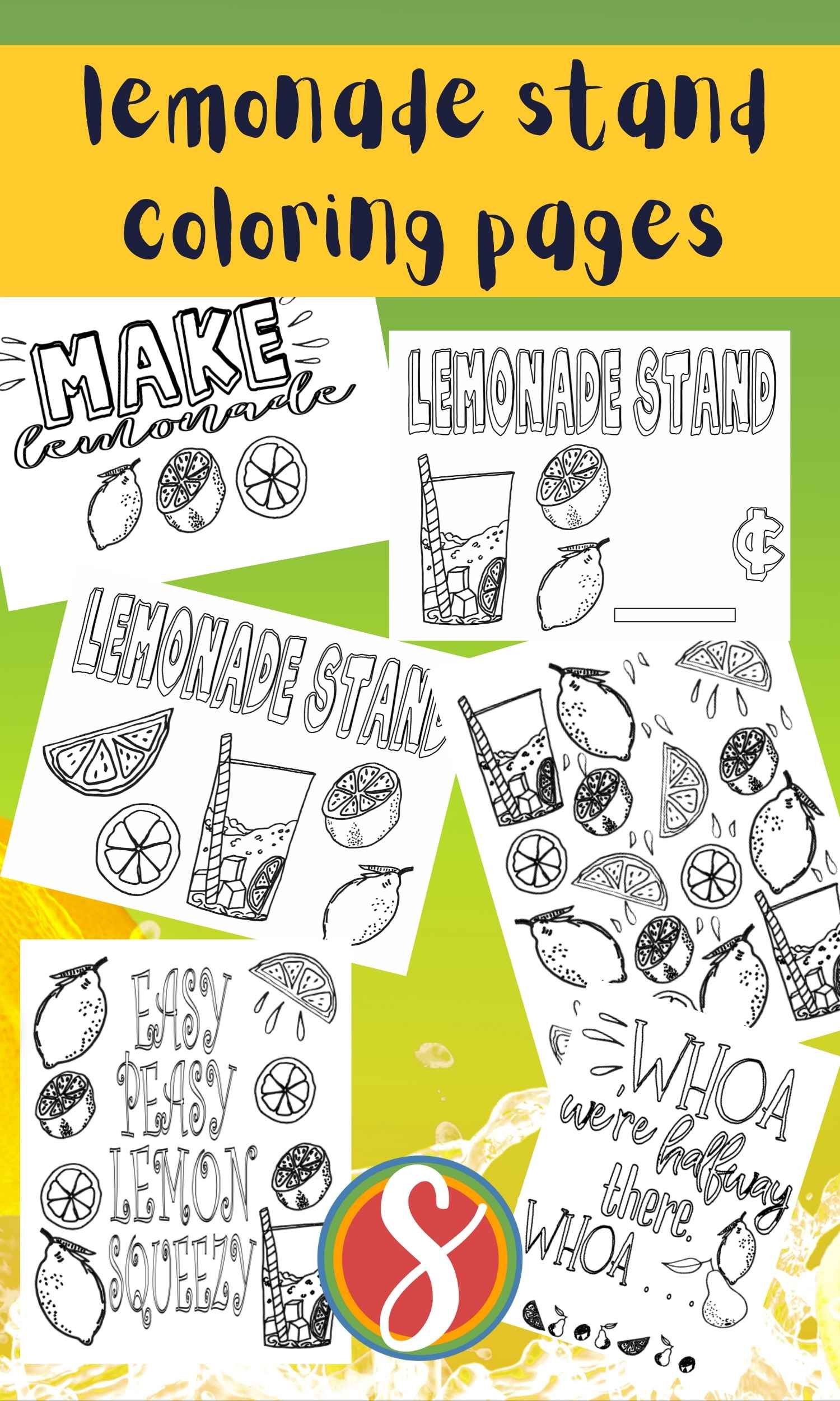 Free lemonade lemons coloring pages â stevie doodles