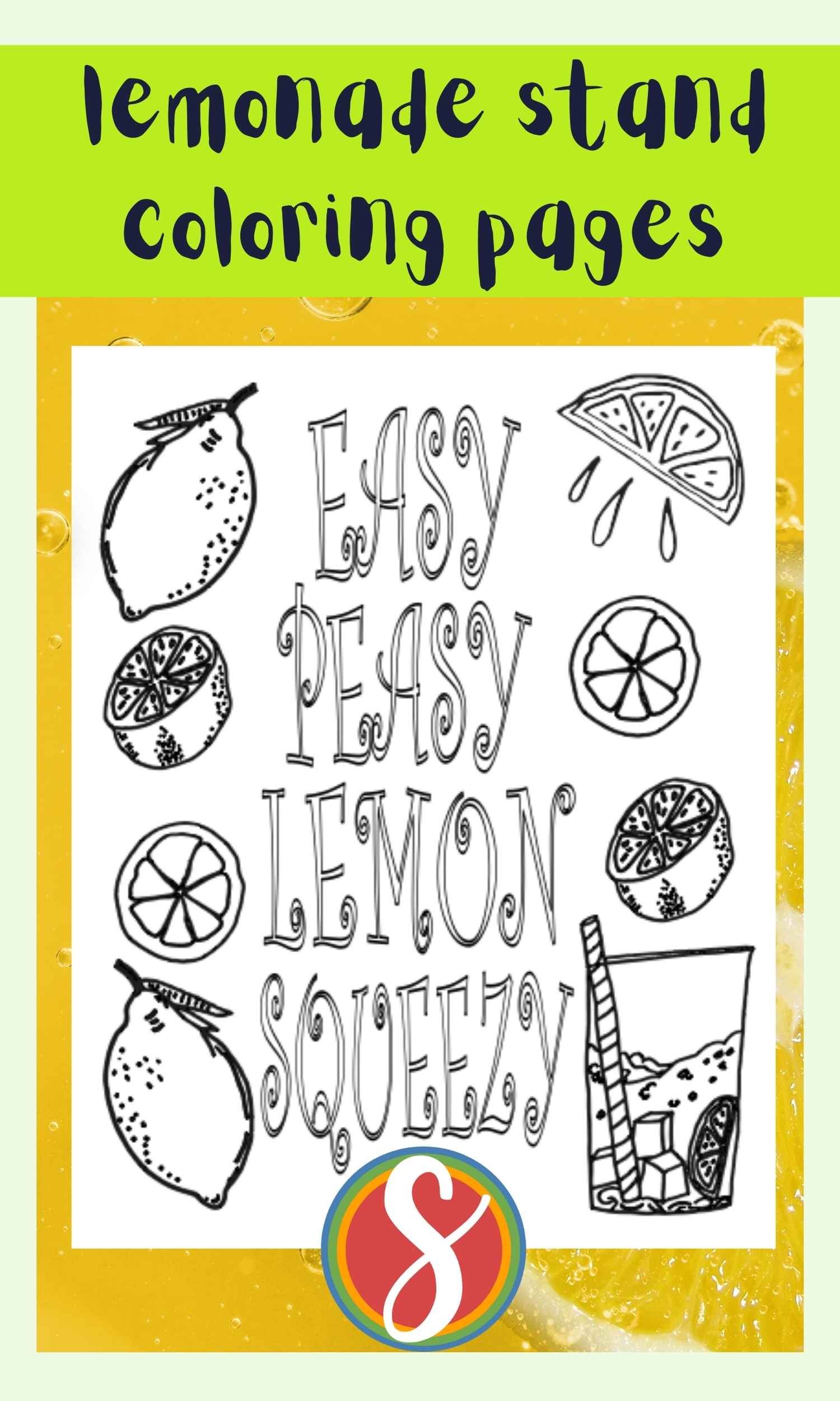 Free lemonade lemons coloring pages â stevie doodles