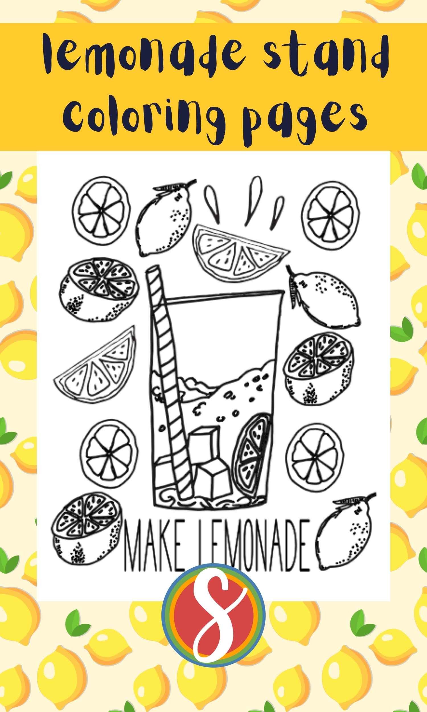 Free lemonade lemons coloring pages â stevie doodles
