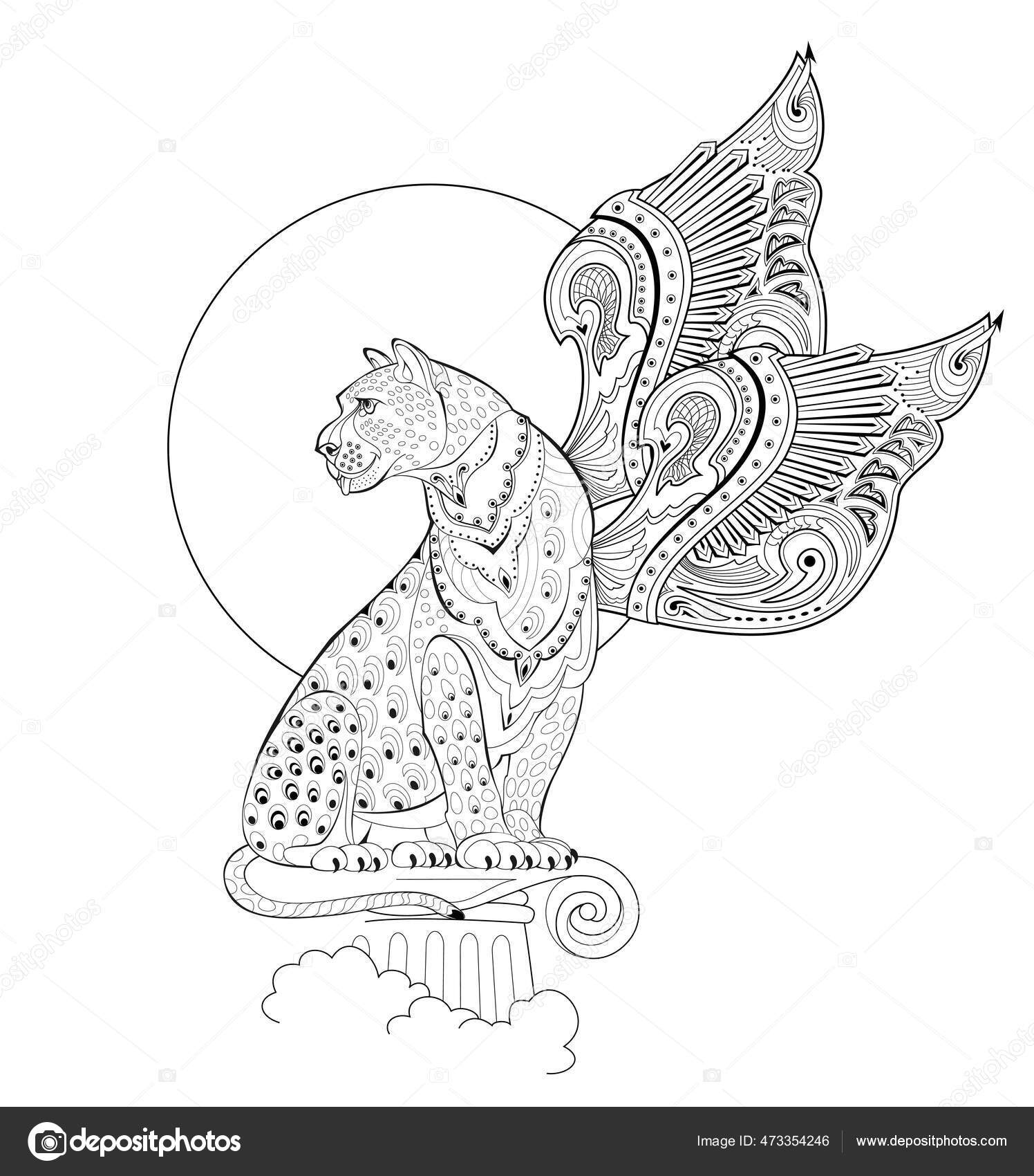 Ilustraciãn del grifo mãgico las tierras hadas leyenda antigua animal vector de stock por nataljacernecka