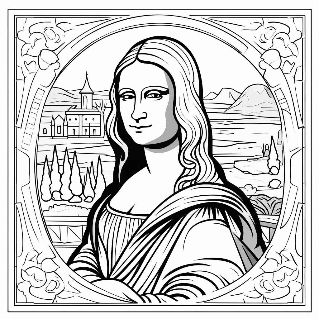 Mona lisa coloring books for children coloring pages