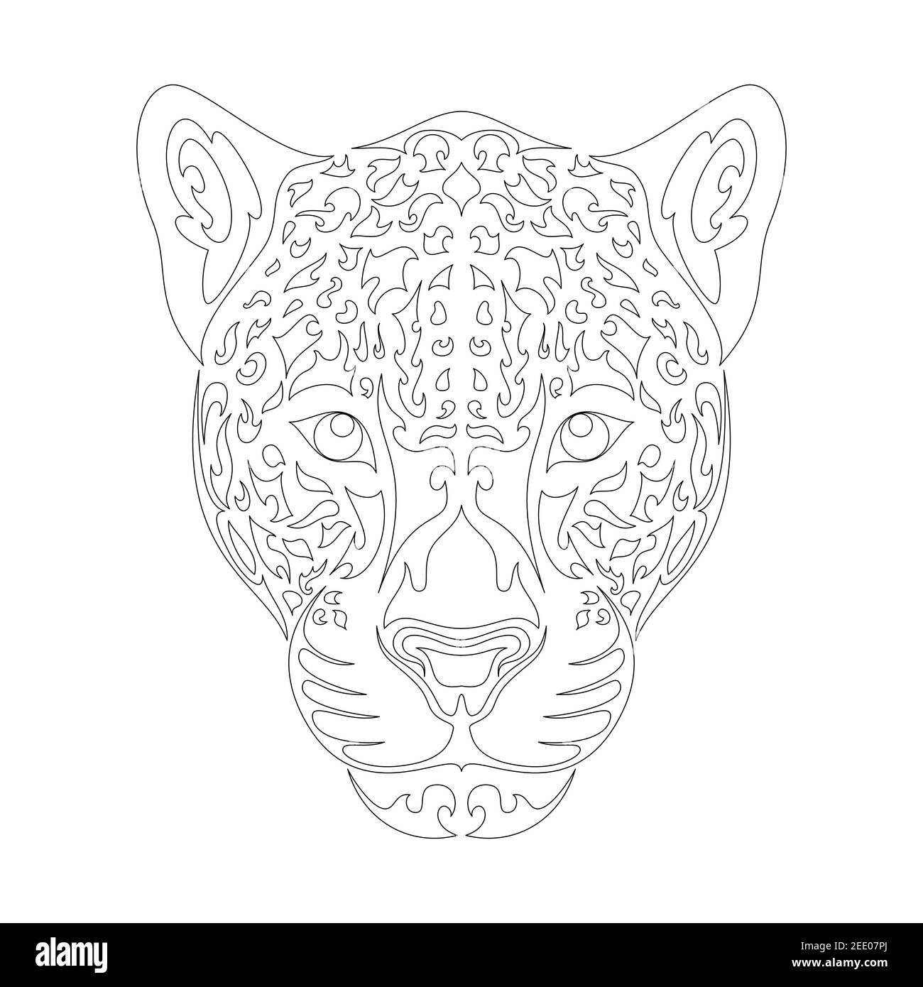 Hand drawn abstract portrait of leopard or jaguar vector stylized illustration for tattoo logo wall decor t