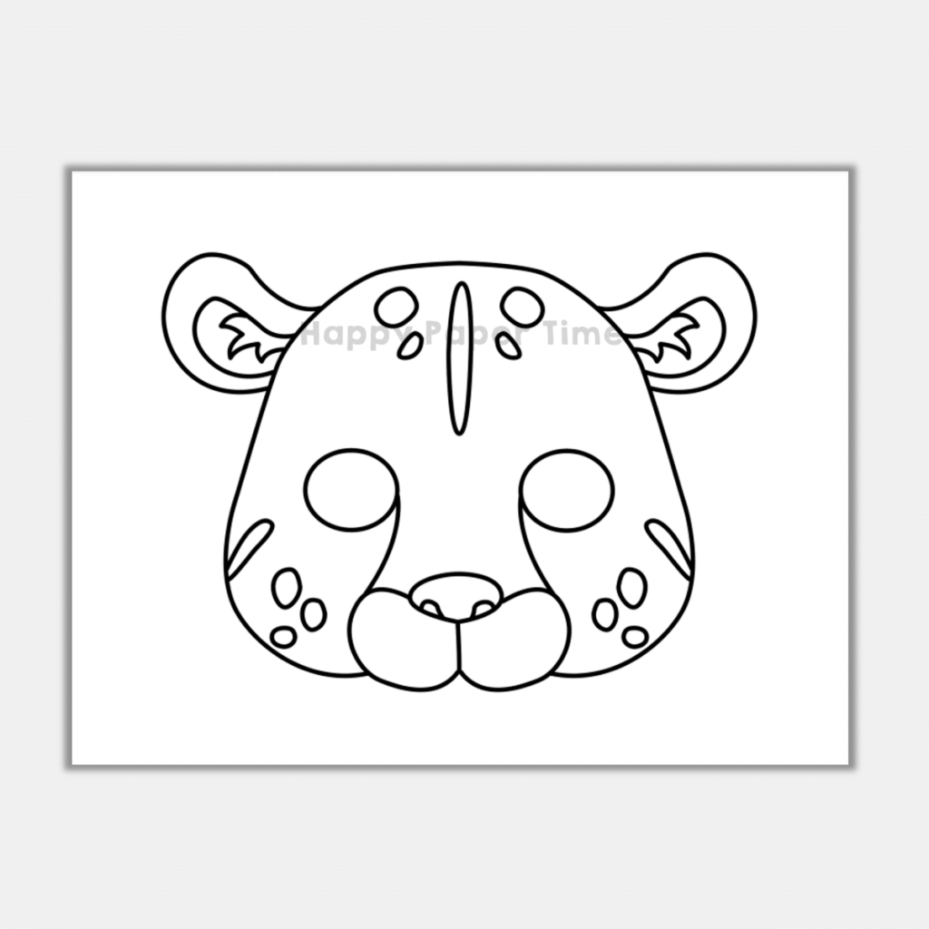 Leopard jaguar paper mask jungle printable animal coloring craft activity made by teachers