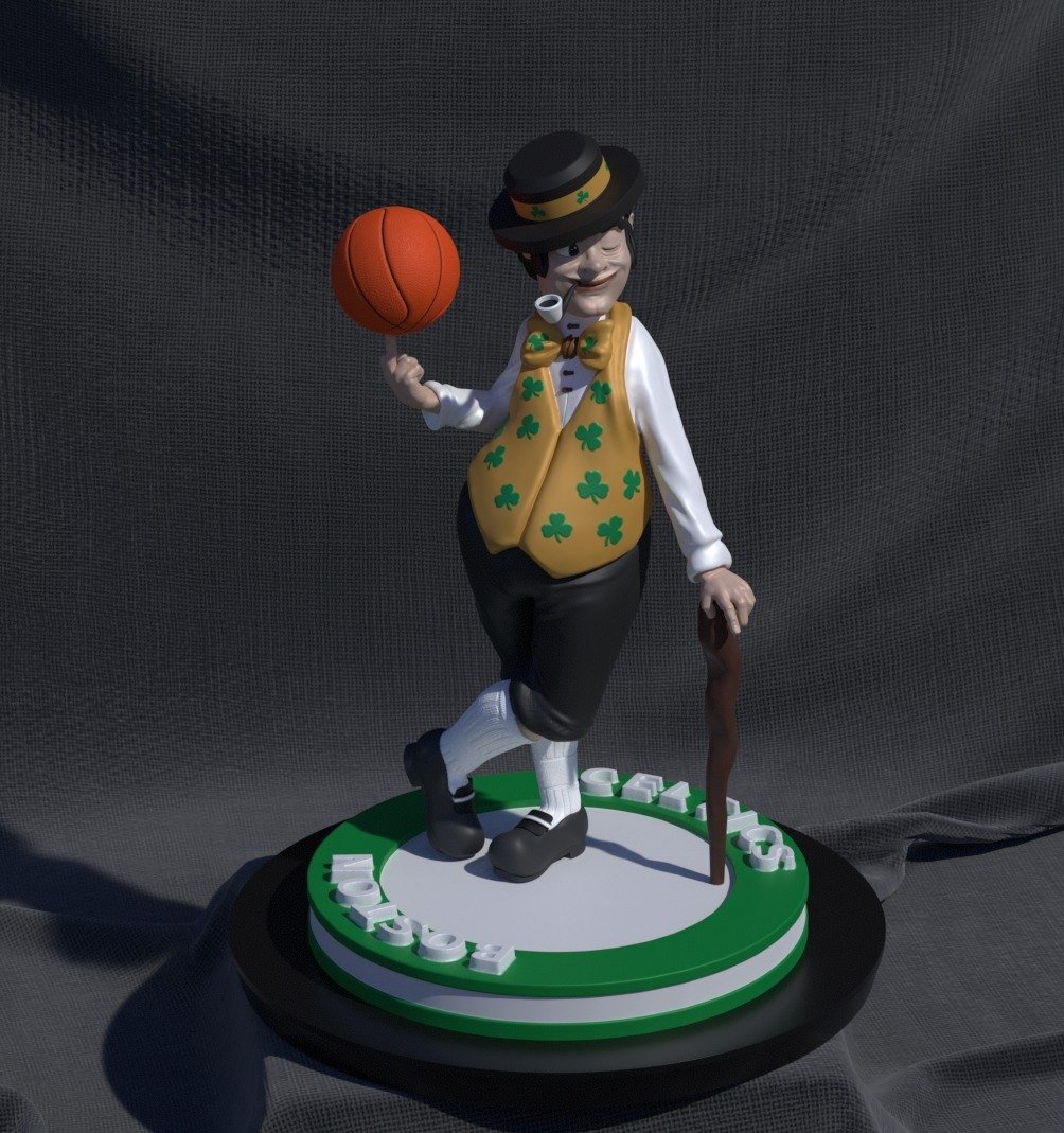 Boston celtics mascot lucky the leprechaun nba stl d print model in man