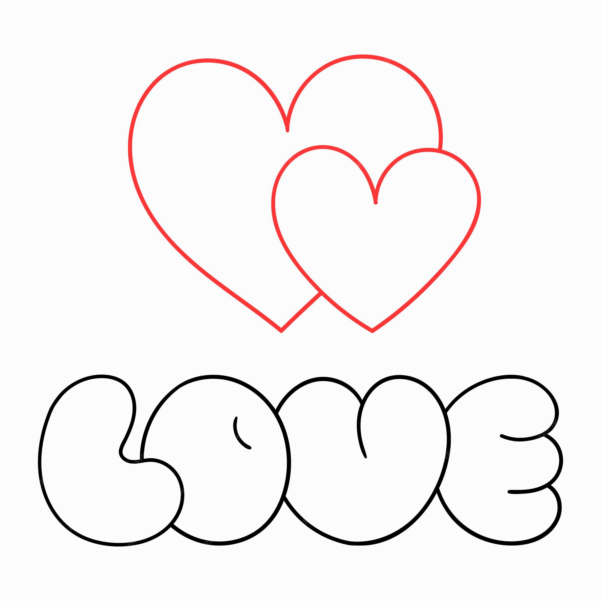 Letras de amor y corazon ilustraciãn vectorial tarjeta del dãa de san valentãn vector premium