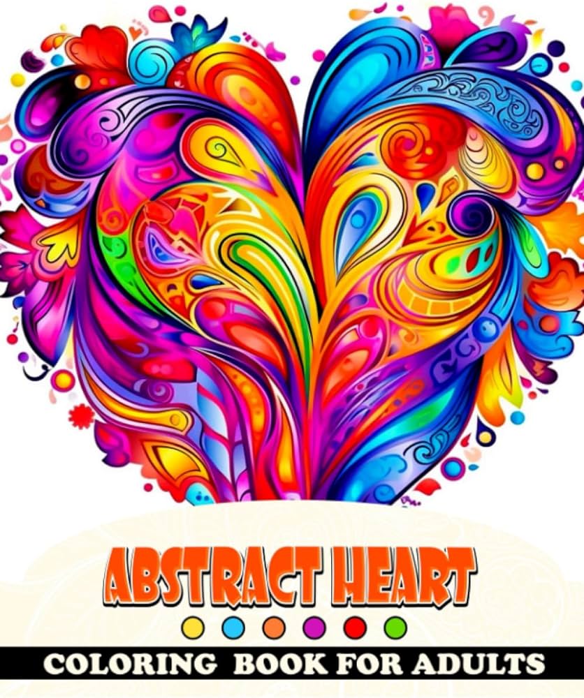 Abstract heart coloring book for adults illustrations of heart