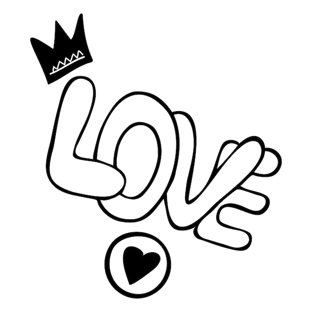 Inscripciãn de letras a mano amor con corazãn y corona para decoraciãn navideãa vector premium
