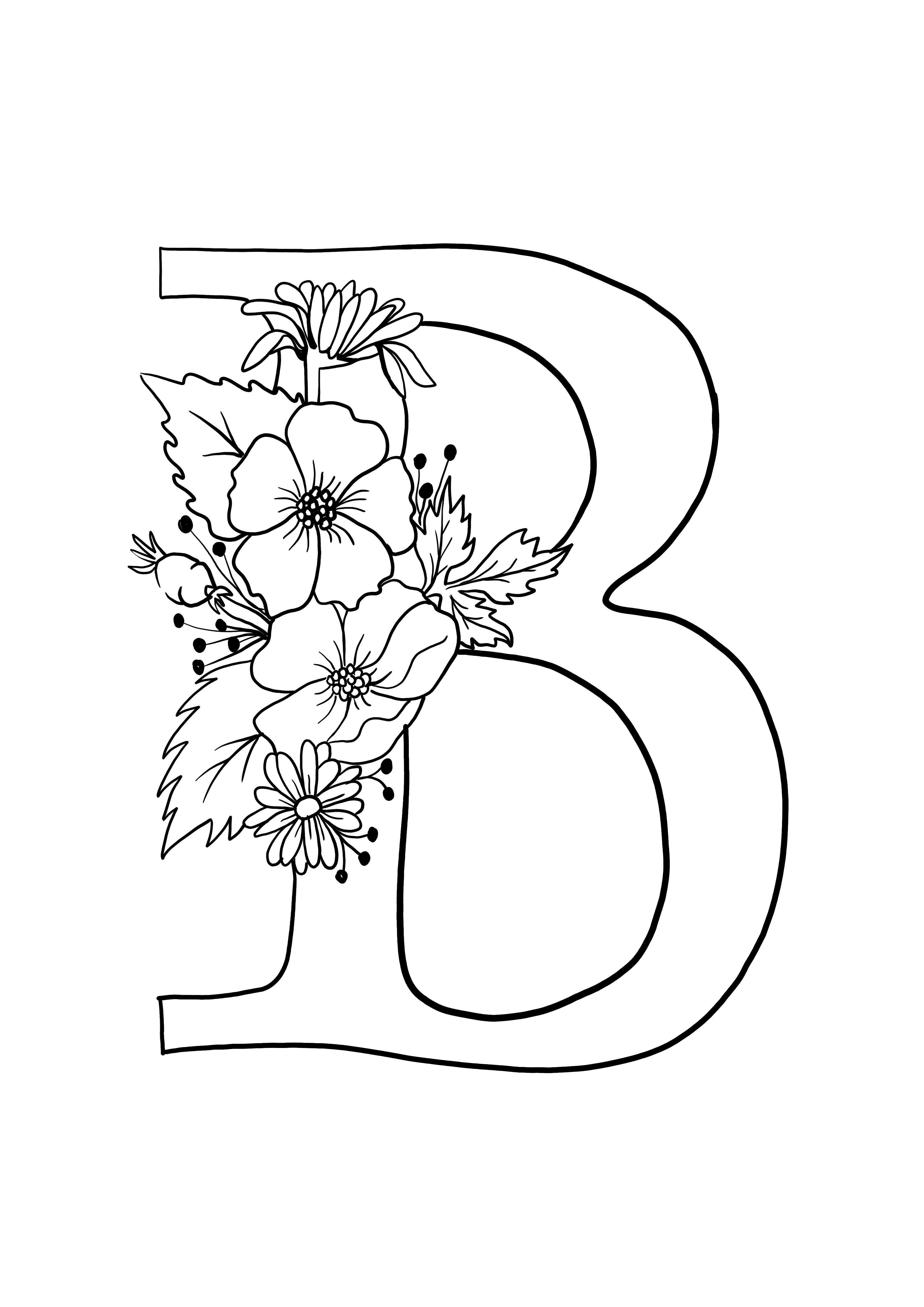 Letra b floral imagen para imprimir gratis