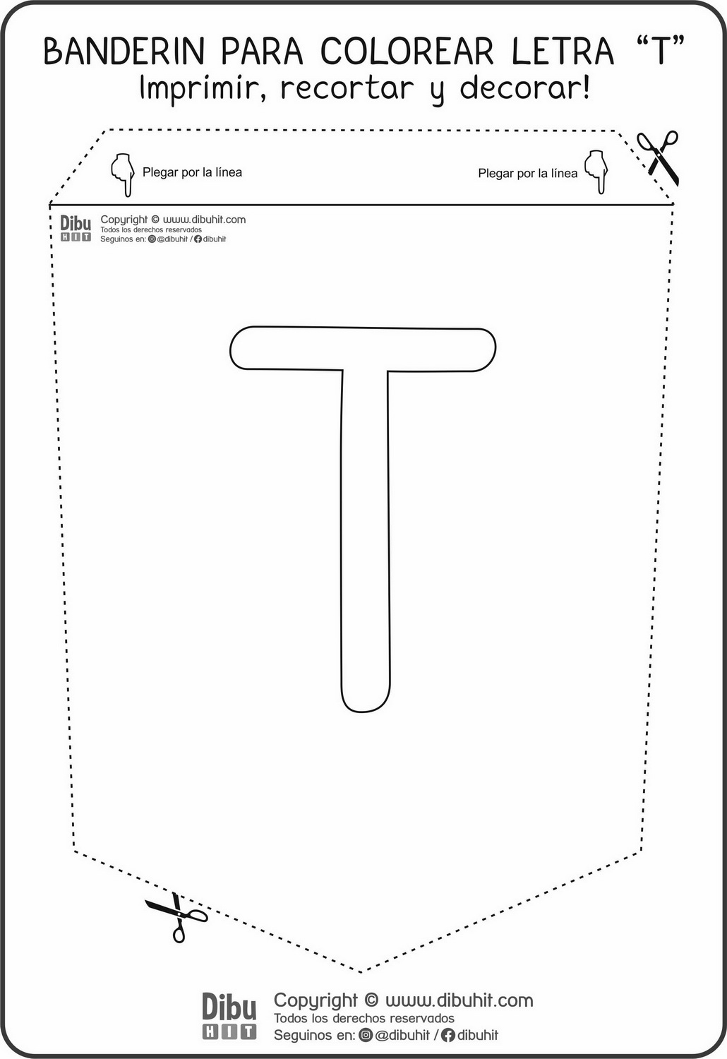 Banderãn para colorear letra t â
