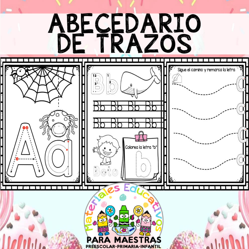 Abecedario para aprender trazos materiales educativos para maestras