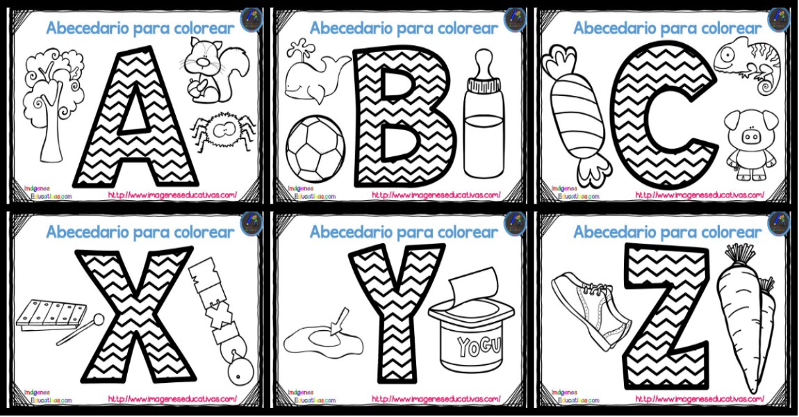 Abecedario para colorear listo para dcargar e imprimir zig zag