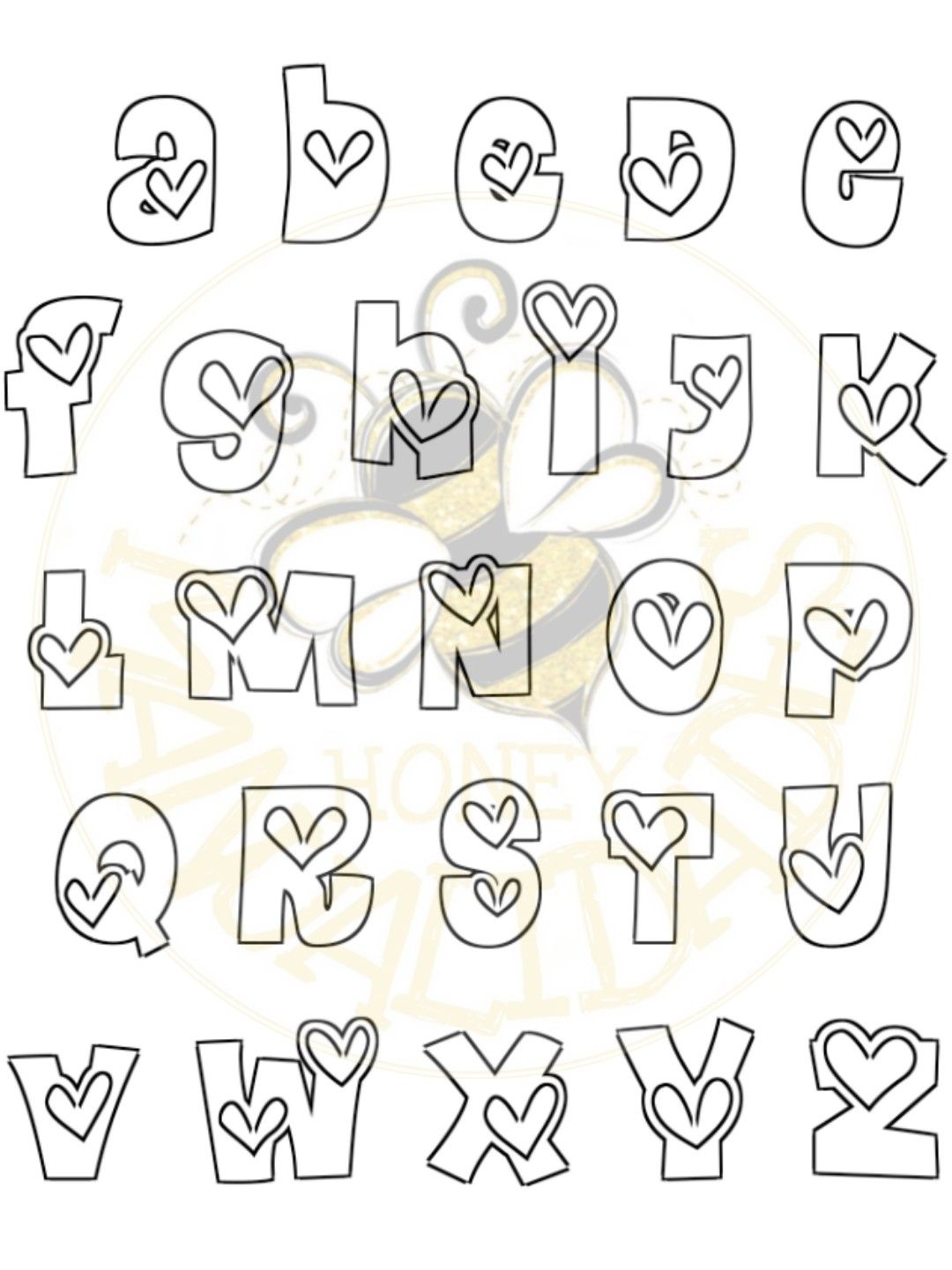 Abecedario de corazones fancy lettering alphabet hand lettering worksheet hand lettering alphabet