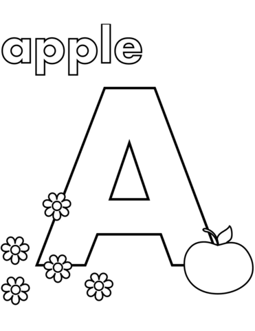 A is for apple coloring page free printable coloring pages
