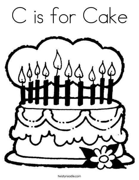 C is for cake coloring page
