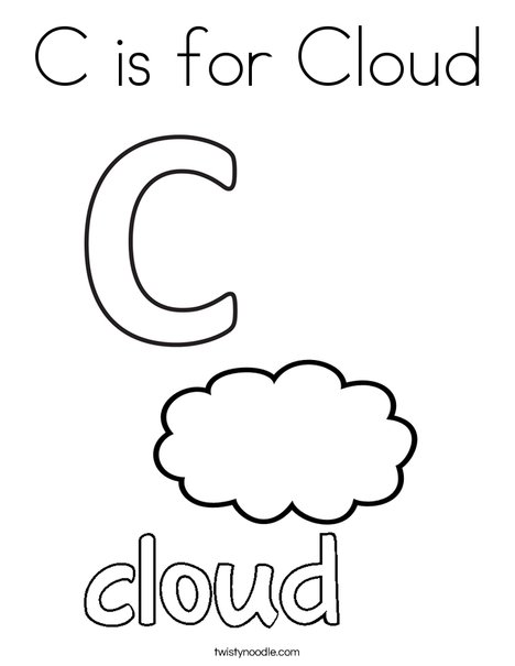 C is for cloud coloring page