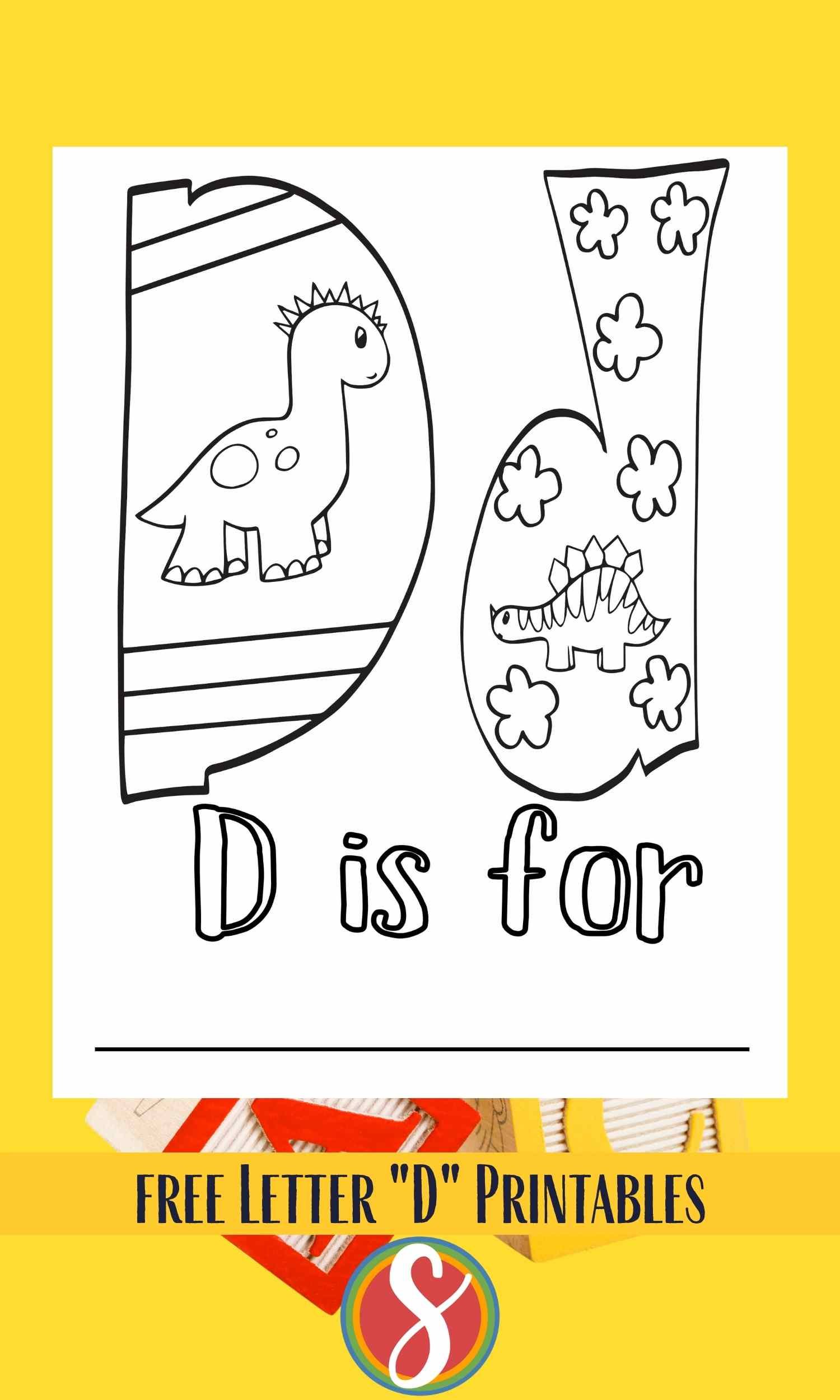 Free letter d coloring pages â stevie doodles