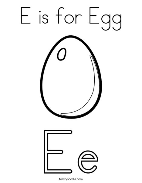E is for egg coloring page