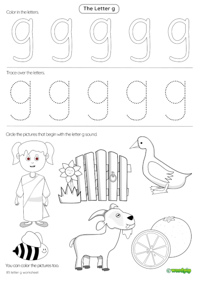 Letter g worksheets