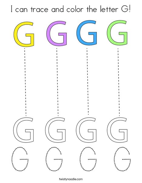 I can trace and color the letter g coloring page