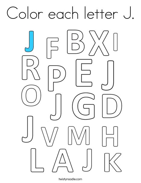 Color each letter j coloring page