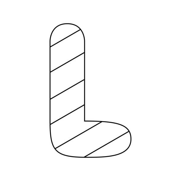 Coloring page with letter l for kids stock illustration