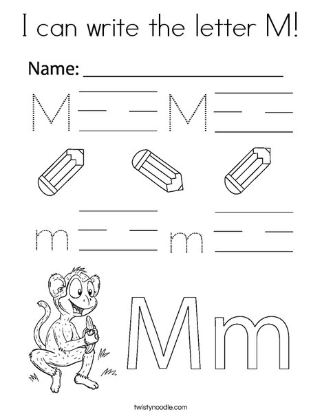 I can write the letter m coloring page