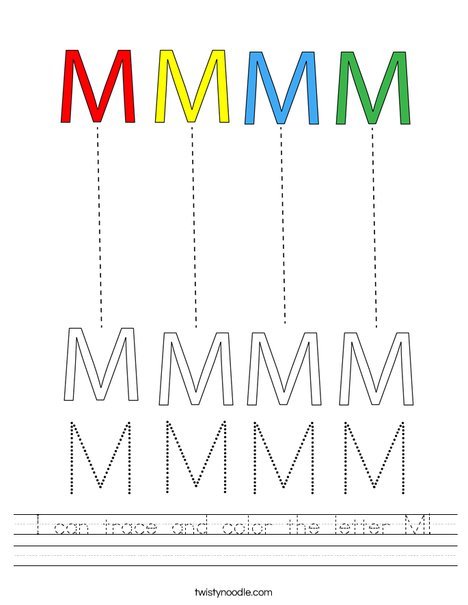 I can trace and color the letter m worksheet