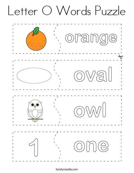 Letter o words puzzle coloring page