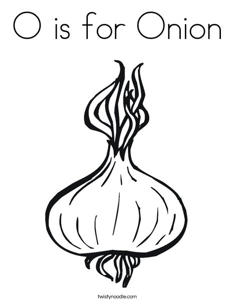 O is for onion coloring page