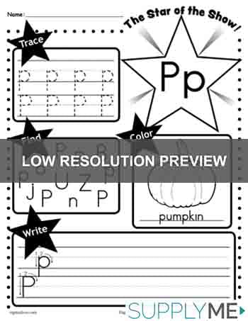 Letter p worksheet tracing coloring writing more â