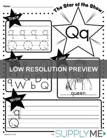 Letter q worksheet tracing coloring writing more â