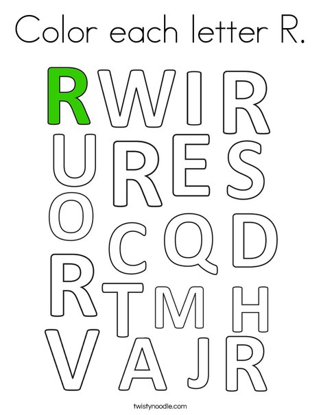 Color each letter r coloring page